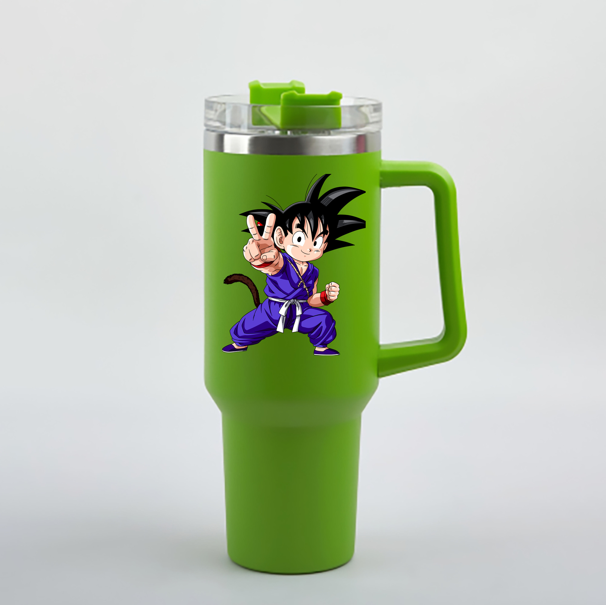 （画像用） ドラゴンボール 孫悟空（そん ごくう）Son Goku カカロット DRAGON BALL Kakarotto 1200mL車用タンブラー - クリスタルステッカー（プラスチックストロー付き）